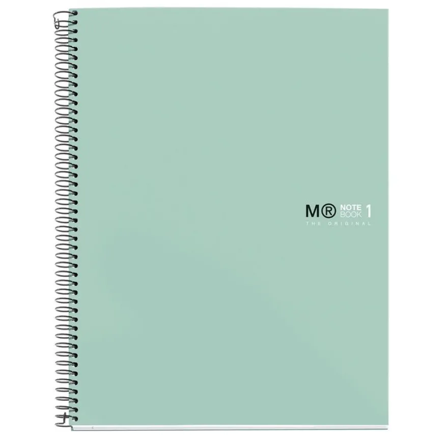 Notebook The Original, Couverture rigide, A4, lignes horizontales, 80 feuilles de 1 couleur, Miquelrius, Aqua.