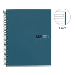 Notebook The Original, Couverture rigide, A5, lignes horizontales, 80 feuilles de 1 couleur, Miquelrius, Océan.