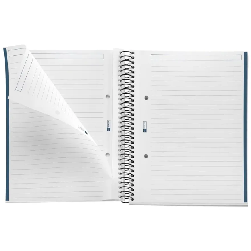 Notebook The Original, Couverture rigide, A5, lignes horizontales, 80 feuilles de 1 couleur, Miquelrius, Océan.