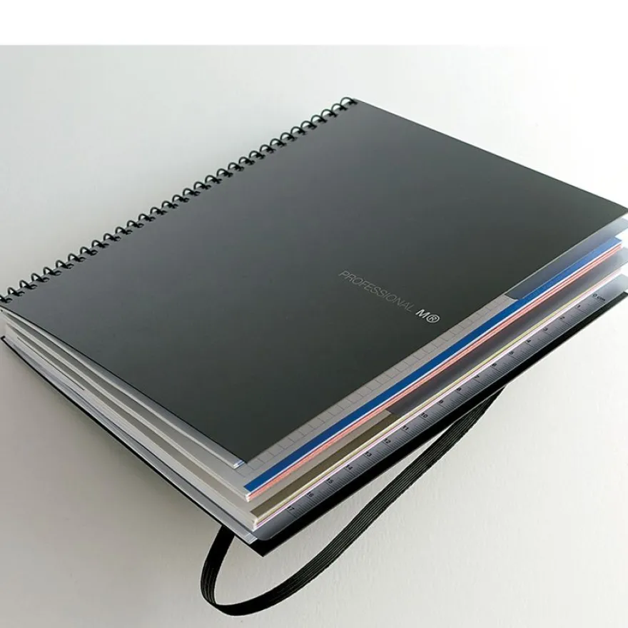 Notebook The Original, Couverture souple, A5, quadrillage 5x5 mm + Lisse, 120 feuilles de 2 couleurs, Miquelrius, Noir, Professionnel.