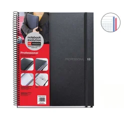 Notebook The Original, Couverture souple, A5, quadrillage 5x5 mm + Lisse, 120 feuilles de 2 couleurs, Miquelrius, Noir, Professionnel.