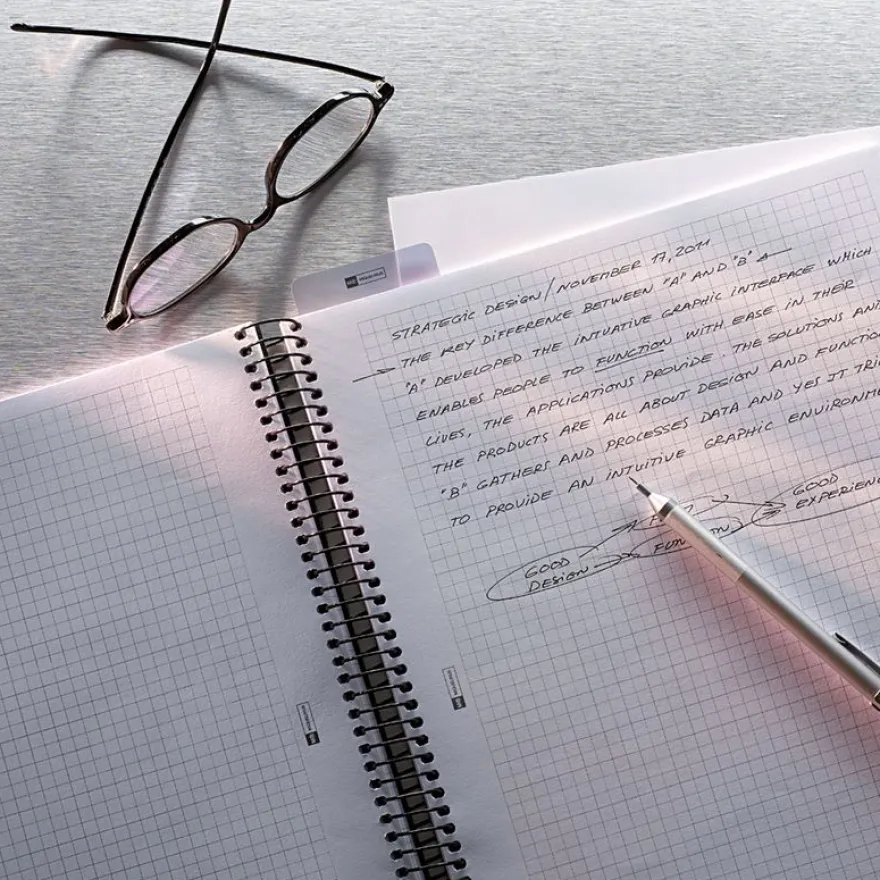 Notebook The Original, Couverture souple, A5, quadrillage 5x5 mm + Lisse, 120 feuilles de 2 couleurs, Miquelrius, Noir, Professionnel.