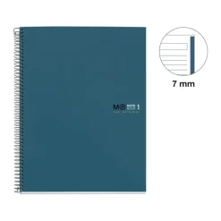 Notebook The Original, Couverture rigide, A4, lignes horizontales, 80 feuilles de 1 couleur, Miquelrius, Océan.