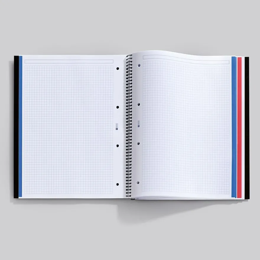 Notebook The Original, Couverture souple, A4, quadrillage 5x5 mm + Lisse, 120 feuilles de 2 couleurs, Miquelrius, Noir, Professionnel.