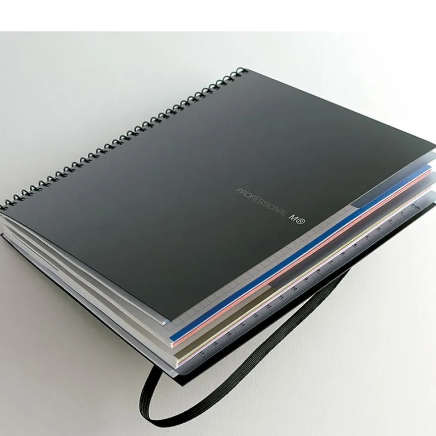Notebook The Original, Couverture souple, A4, quadrillage 5x5 mm + Lisse, 120 feuilles de 2 couleurs, Miquelrius, Noir, Professionnel.