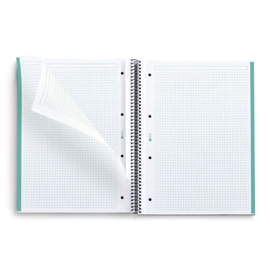 Notebook The Original, Couverture rigide, A4, quadrillage 5x5 mm, 80 feuilles de 1 couleur, Miquelrius, Aqua.
