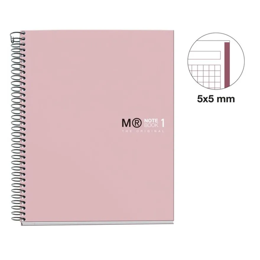 Notebook The Original, Couverture rigide, A5, quadrillage 5x5 mm, 80 feuilles de 1 couleur, Miquelrius, Sable.
