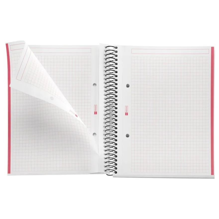 Notebook The Original, Couverture souple, A5, quadrillage 5x5 mm, 80 feuilles de 1 couleur, Miquelrius, Rouge.