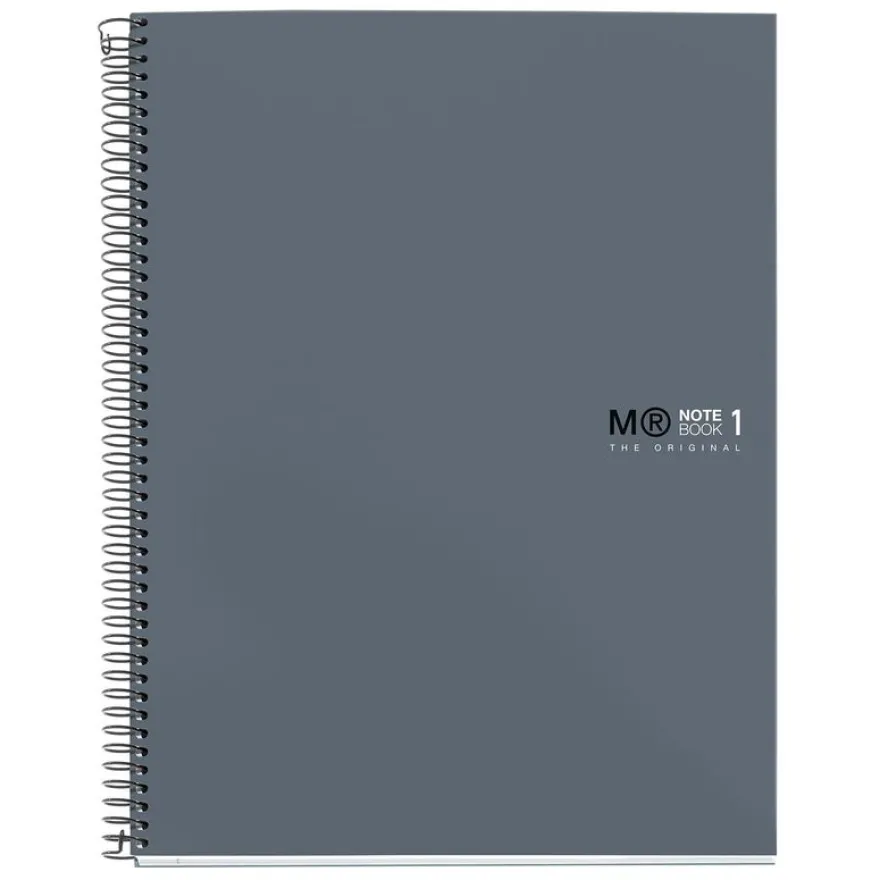 Notebook The Original, Couverture rigide, A4, lignes horizontales, 80 feuilles de 1 couleur, Miquelrius, Grafit.