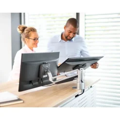 Novus Clu Duo - Support pour écran avec fixation de table - argent / anthracite