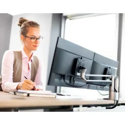 Novus Clu Duo - Support pour écran avec fixation de table - argent / anthracite