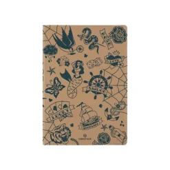 Oberthur - Cahier de notes - reliure cousue - A5 (148 x 210 mm) - 80 feuilles / 160 pages - ivoire - doublé - tattoo - synthétique