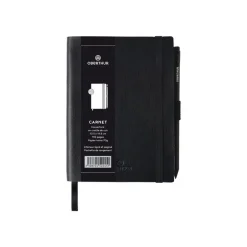 Oberthur - Carnet de notes en cuir - à élastiques A6 - noir