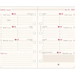 Oberthur - Recharge pour organiseur - 1 semaine sur 2 pages (semainier international) - 8 x 15 cm