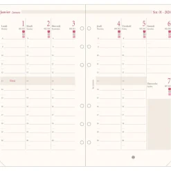 Oberthur - Recharge pour organiseur - 1 semaine sur 2 pages à la verticale - 9,5 x 19,5 cm