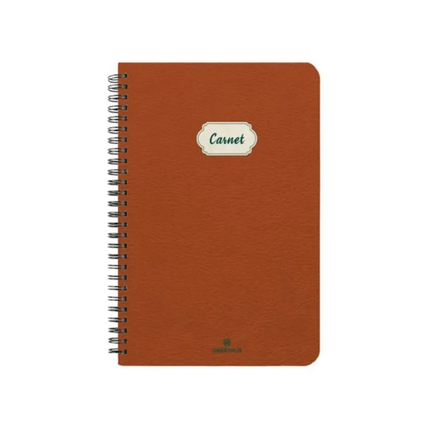 Oberthur Bali - Cahier de notes - fil-o - B6 (125 x 176 mm) - 100 feuilles / 200 pages - papier ivoire - doublé - couverture marron