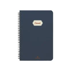Oberthur Bali - Cahier de notes - reliure à anneaux métalliques - B6 (125 x 176 mm) - 100 feuilles / 200 pages - papier ivoire - doublé - couverture marine