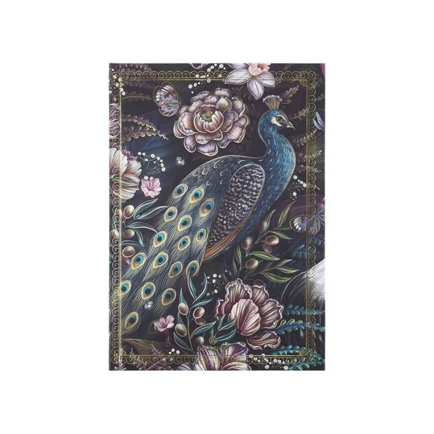 Oberthur Baroque - Cahier de notes - A5 (148 x 210 mm) - 100 feuilles / 200 pages - papier ivoire - doublé - paon - couverture noire