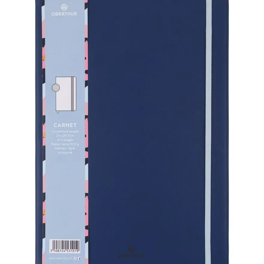 Oberthur Carmen - Carnet de notes souple A4 - ligné - bleu