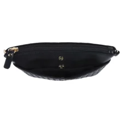 Oberthur Lisbonne - Sac Bandoulière Noir – Élégant en Mix-Matière Tressé/Lisse, Poche Avant Aimantée, Bandoulière Amovible
