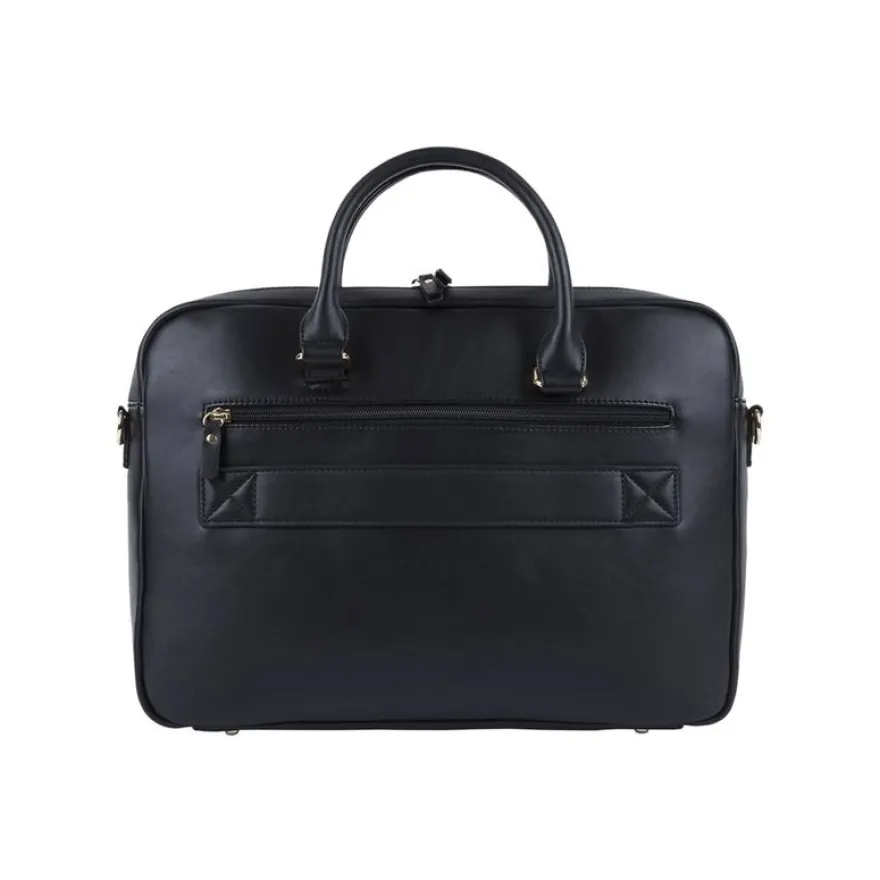 Oberthur Lisbonne - Sacoche Ordinateur 15,6'' Noir – Élégante et Fonctionnelle, Mix-Matière Tressé/Lisse, Sangle Trolley, Multiples Poches