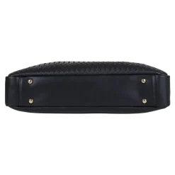 Oberthur Lisbonne - Sacoche Ordinateur 15,6'' Noir – Élégante et Fonctionnelle, Mix-Matière Tressé/Lisse, Sangle Trolley, Multiples Poches