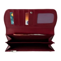 Oberthur London - Portefeuille compagnon cuir rouge