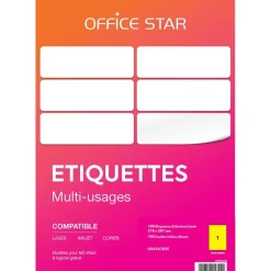Office Star - 100 Étiquettes jaune fluo - 210 x 297 mm