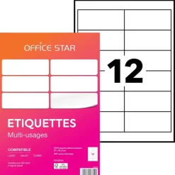 Office Star - 1200 Étiquettes multi-usages blanches - 97 x 42 mm - réf OS43659