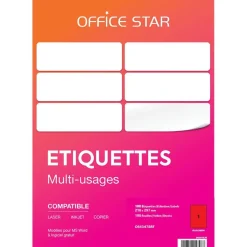 Office Star - 100 Étiquettes rouge fluo - 210 x 297 mm