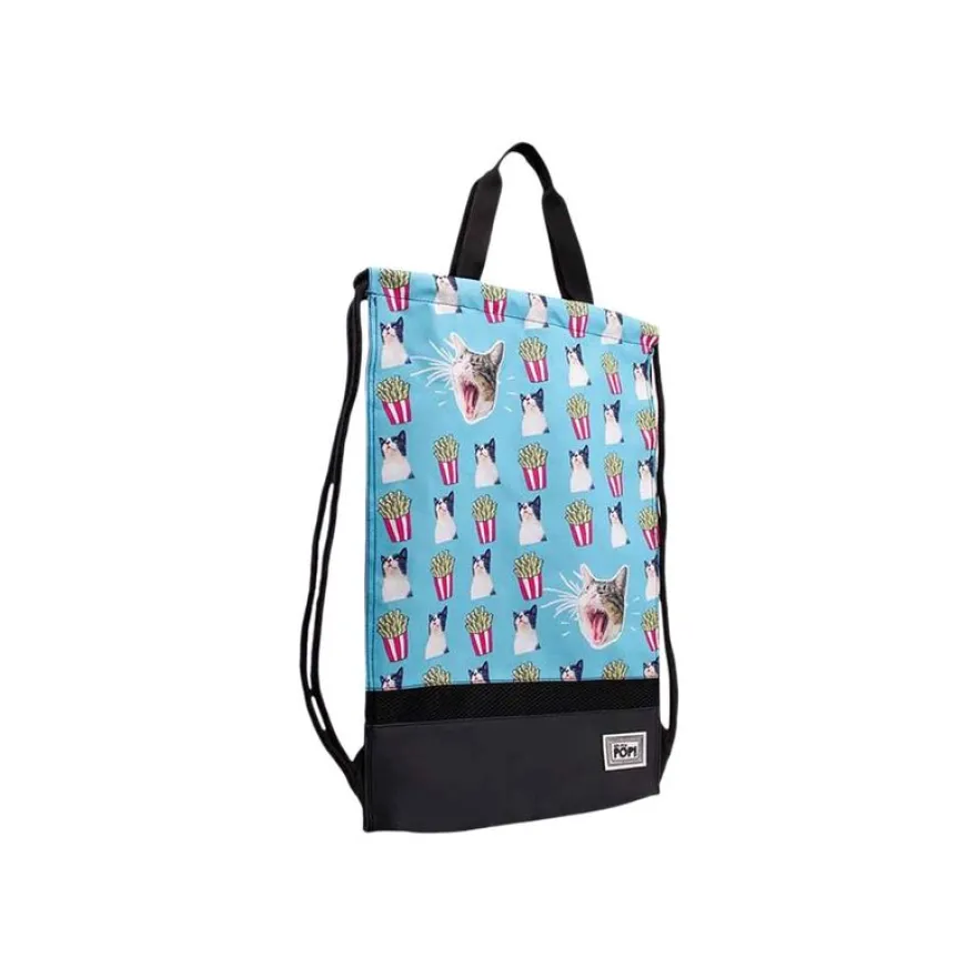 Oh My Pop! Angry Cat - Sac à dos piscine cordon - 1 compartiment - turquoise - Karactermania