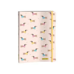 ONLINE - Carnet à puce - A5 - 72 feuilles / 144 pages - pointillé - dachshund - rose - carton plat