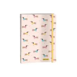 ONLINE - Carnet à puce - A5 - 72 feuilles / 144 pages - pointillé - dachshund - rose - carton plat