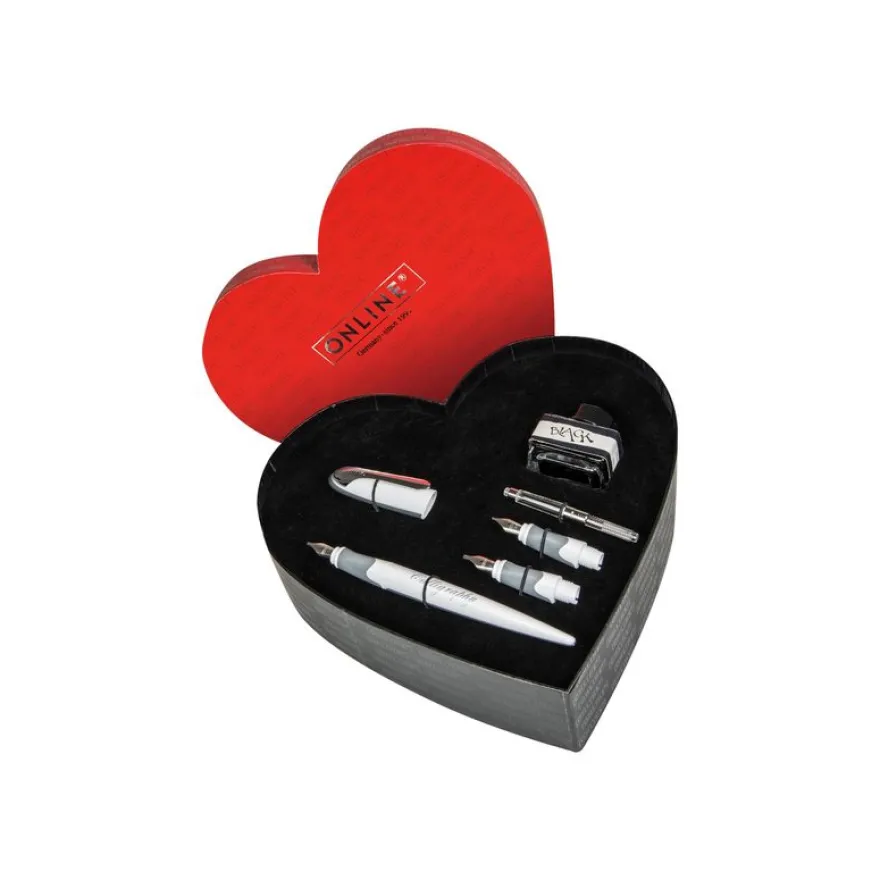 Online Best Writer Air - Coffret cœur calligraphie stylo plume avec encre et différentes plumes - noir