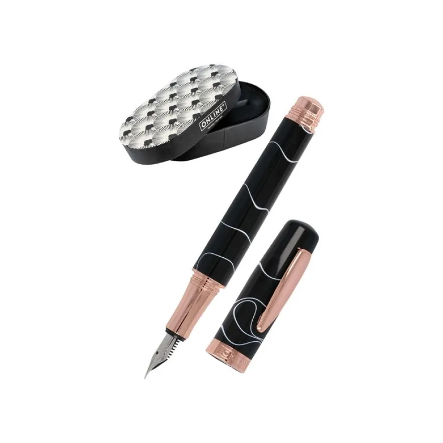 Online Bohemian Art - Stylo plume - noir/rose - pointe moyenne