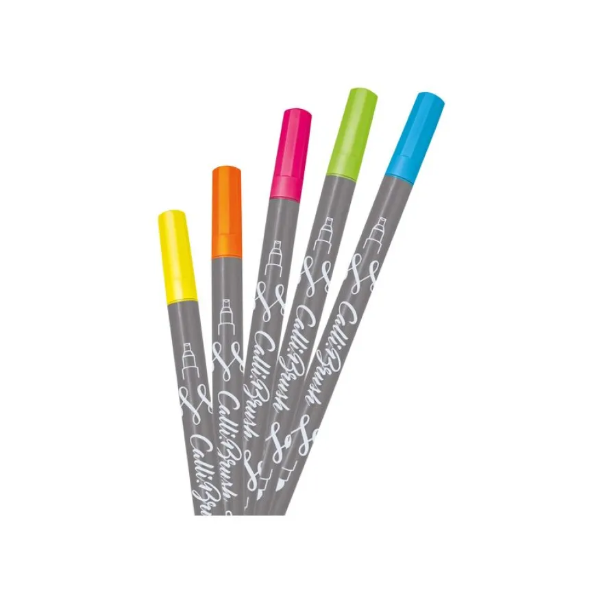Online Calli.Brush Classic - 5 Feutres stylos pinceaux à double embout - couleurs néon assorties