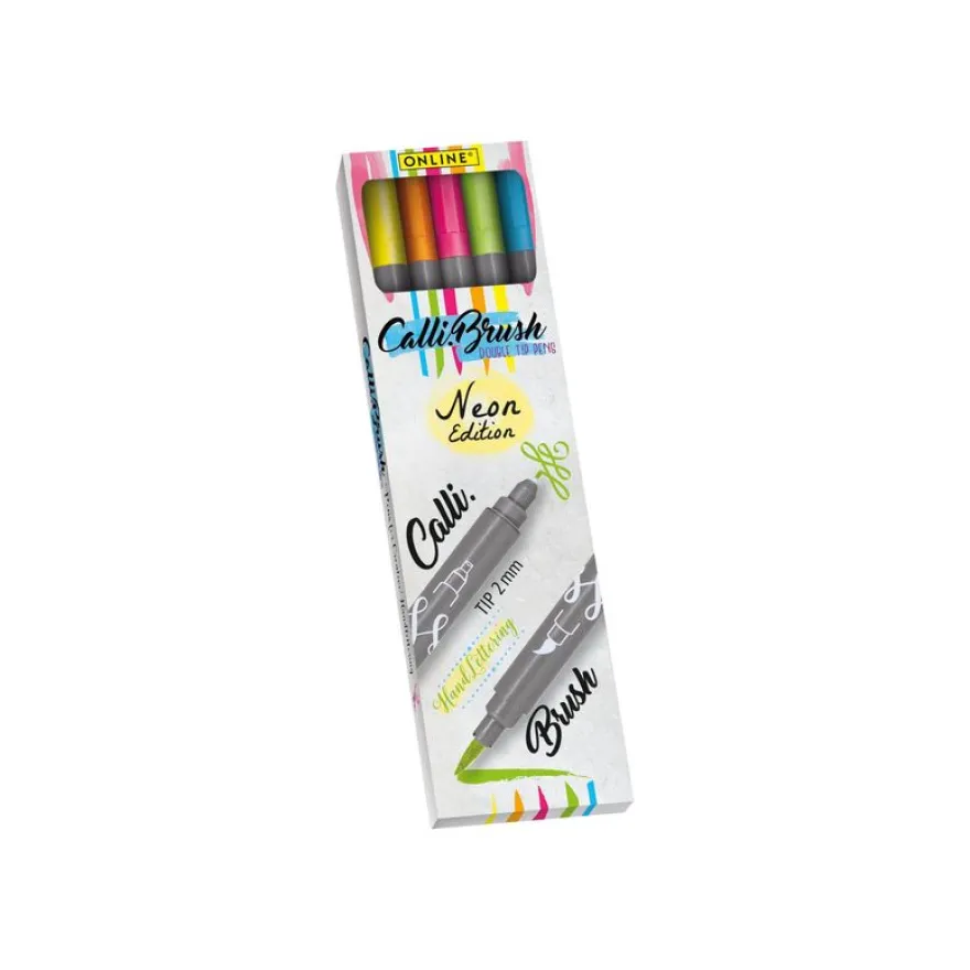 Online Calli.Brush Classic - 5 Feutres stylos pinceaux à double embout - couleurs néon assorties
