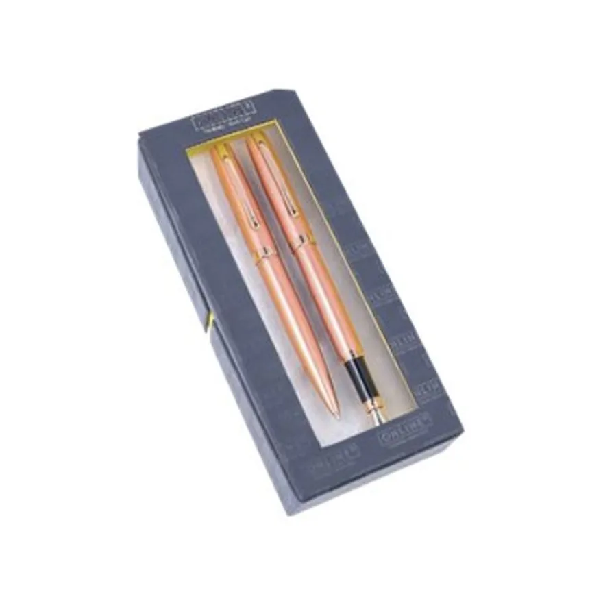 Online Eleganza - Parure stylo à bille et sylo plume rose