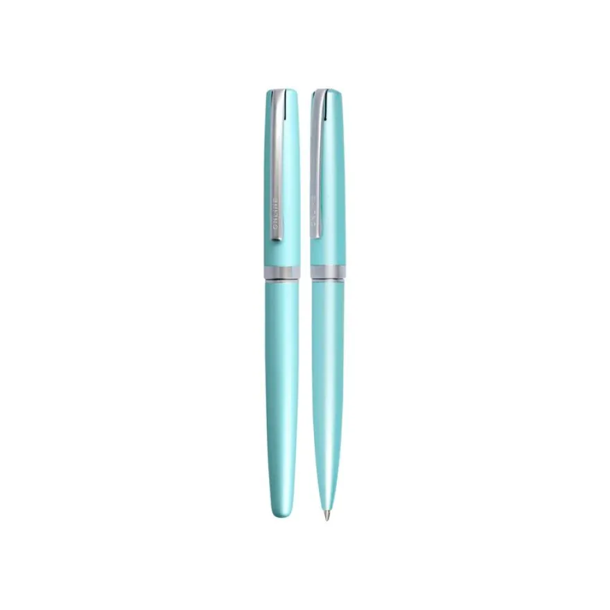 Online Eleganza - Parure stylo à bille/stylo plume - turquoise satin