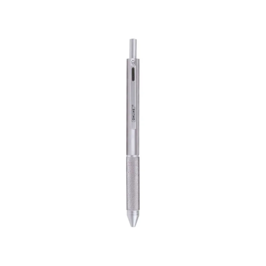 Online 4-in-1 Multipen - Stylo à bille 3 couleurs et porte-mines - argent