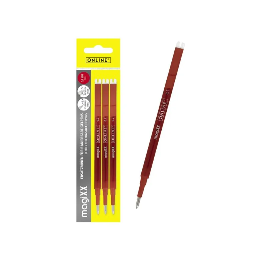 Online magiXX - Pack de 3 recharges - non permanent - rouge - encre gel - 0.7 mm
