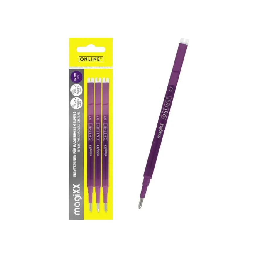 Online magiXX - Pack de 3 recharges - non permanent - pourpre - encre gel - 0.7 mm