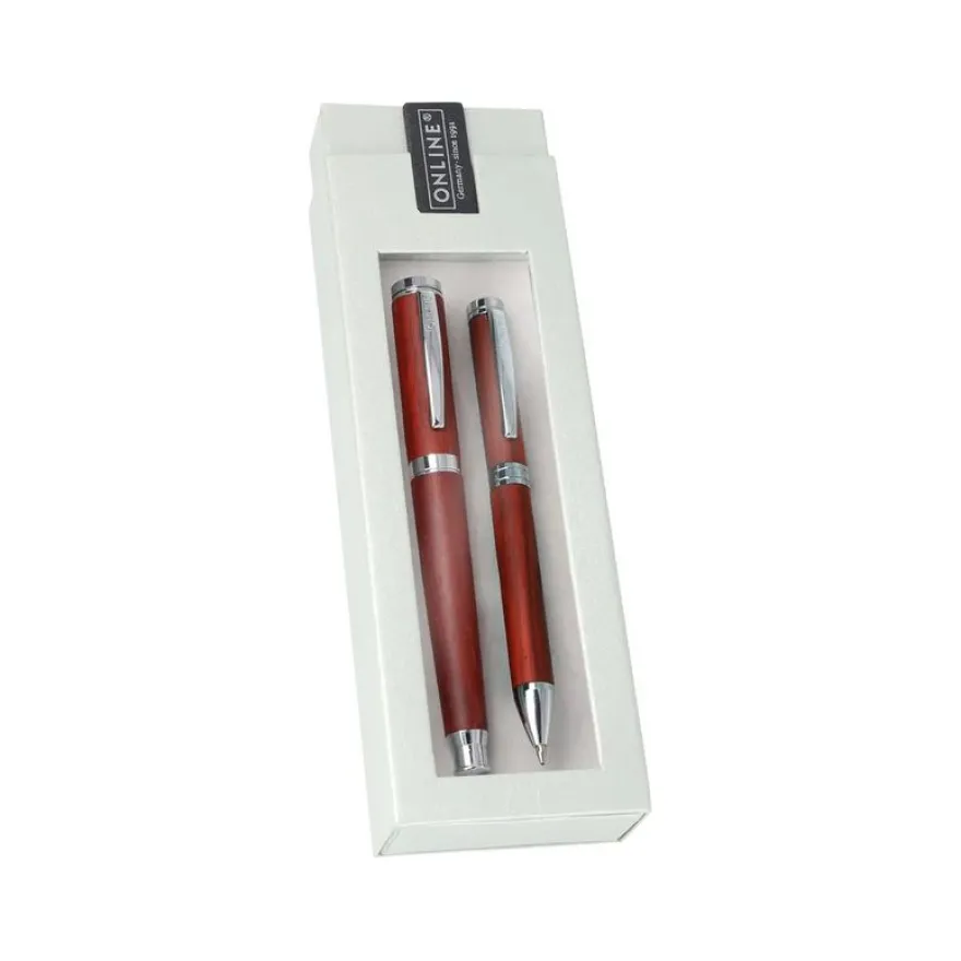 Online Nature Style - Parure de stylo plume et stylo à bille - bois de rose