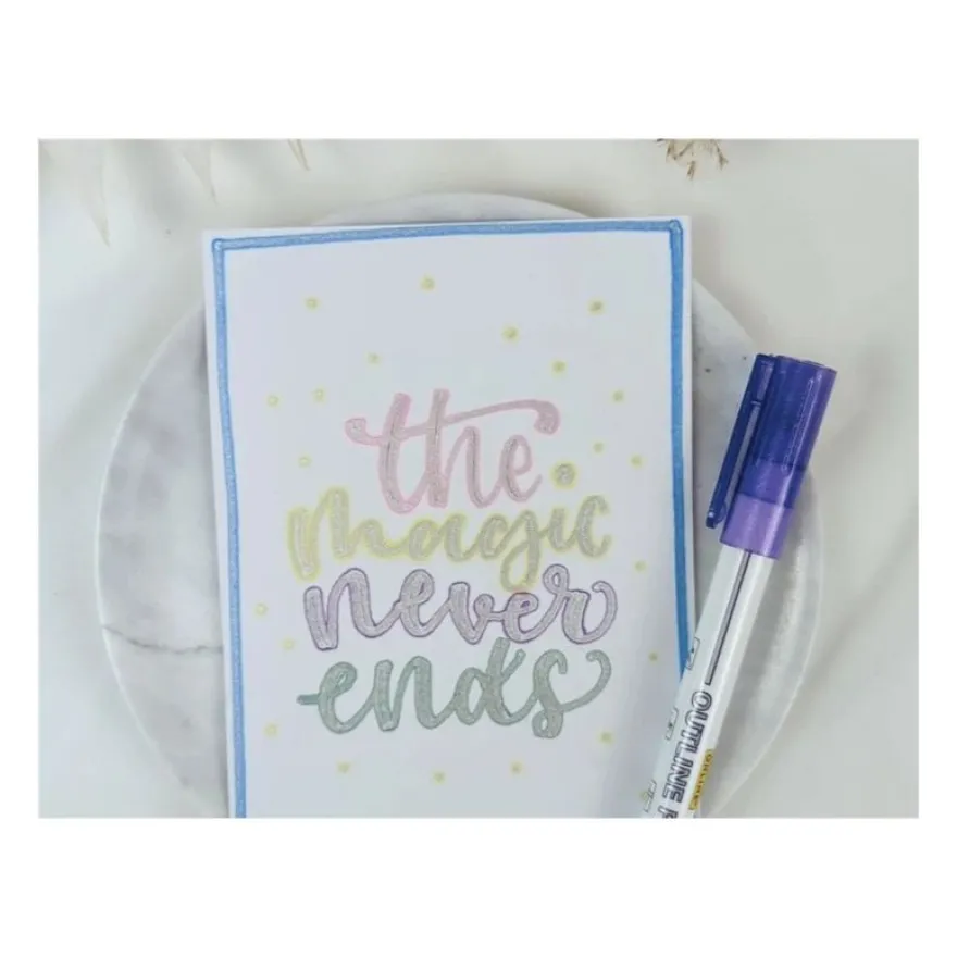 ONLINE Outline - Marqueur - 6 couleurs dans un étui avec effet pailleté