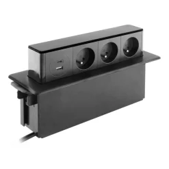 Otio - Coupe-circuit (fenêtre pop-up) - 3x16A, 2P+T - CA 230 V - connecteurs de sortie : 3 (3 x type E, USB, 24 pin USB-C) - 1.5 m cordon