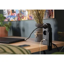 Otio - Multiprise clipsable - 2 prises + ports USB et USB-C - 1.5 m cordon - noir