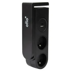 Otio - Multiprise clipsable - 2 prises + ports USB et USB-C - 1.5 m cordon - noir