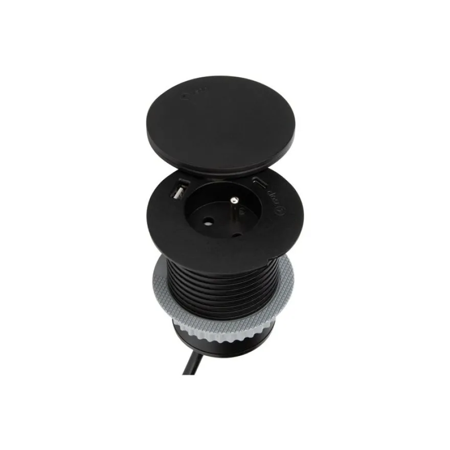Otio - Plot de charge sans fil (encastrable) - + induction charger - CA 230 V - 3680 Watt - connecteurs de sortie : 1 - noir mat