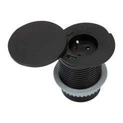 Otio - Plot de charge sans fil (encastrable) - + induction charger - CA 230 V - 3680 Watt - connecteurs de sortie : 1 - noir mat