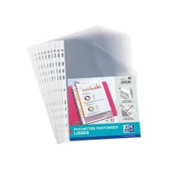 Oxford - 50 Pochettes perforées - A4 - lisse - pour 25 feuilles - 5/100